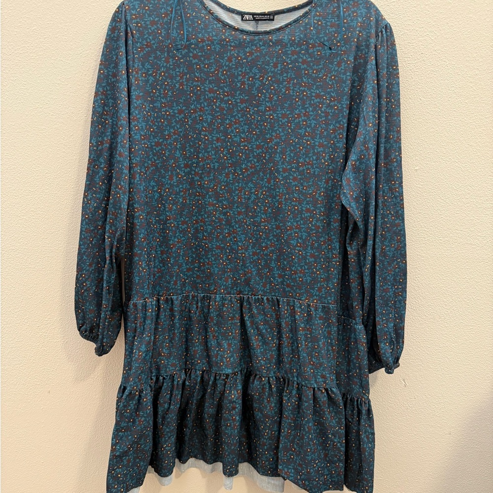 Zara Teal Floral Tunic